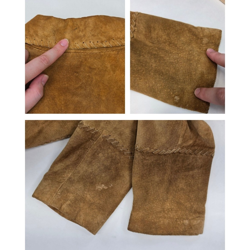 Vtg Wilsons Leather Womens L Suede Leather Jacket Western Festival Rodeo 3372 - Picture 5 of 9